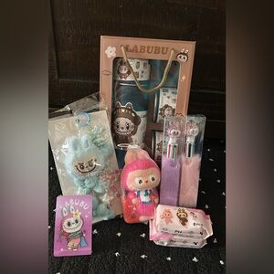 Labubu Stuffed Animal Toy Set - Pink and Blue